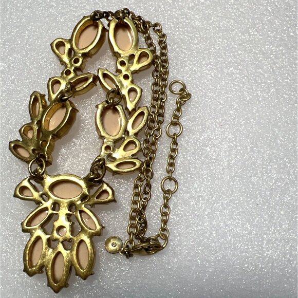 J.Crew Womens Statement Bib Necklace Cream Faceted  Flower Beads Gold-tone - Picture 4 of 11